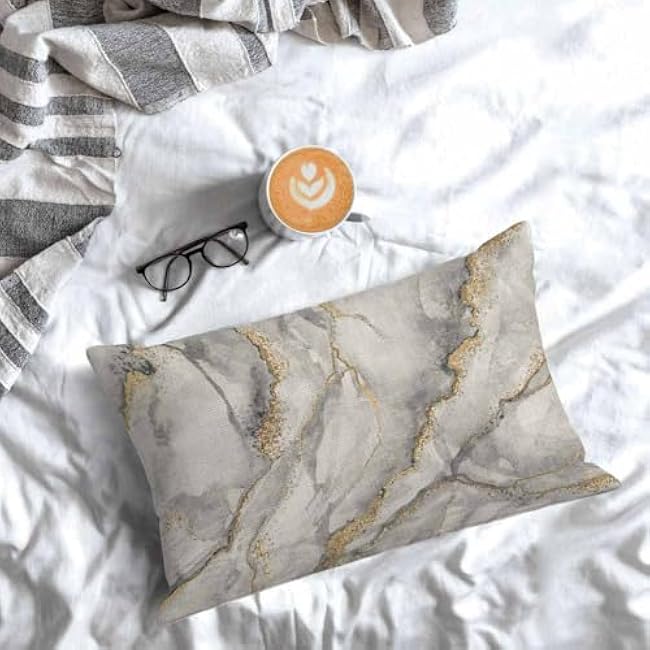 White Marble Pillow Case Abstract Artificial Stone Creative Fashion Marbling Gold Veins Soft & Breathable Pillow Cover with Envelope Closure Pillowcase Standard Size 20 X 26