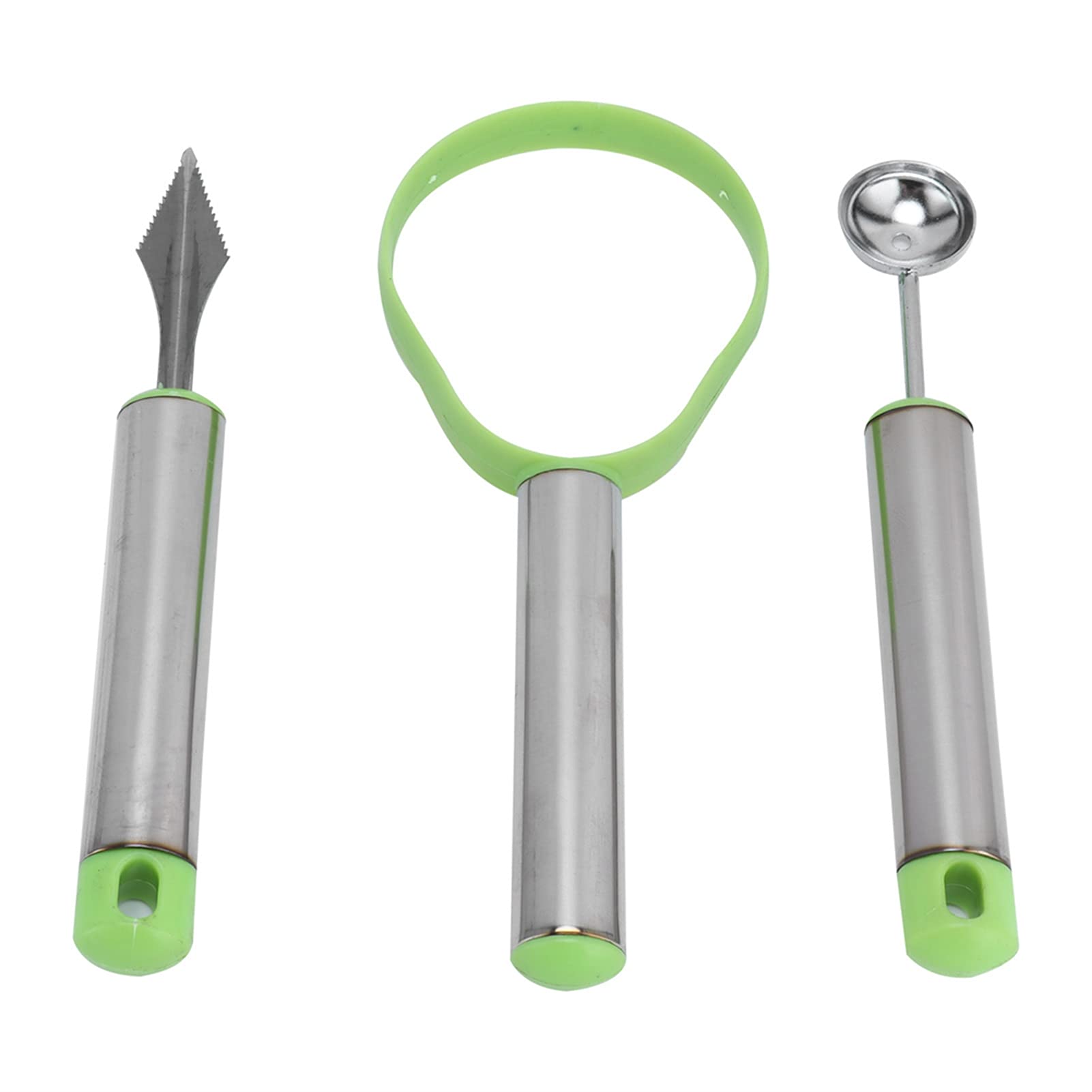 Melon Baller Scoop Set, 3pcs Stainless Steel Watermelon Cutter Fruit Carving Tools Set Fruit Scooper Seed Remover with Fruit Vegetable Cutter Shapes Set for Vegetable, Salad
