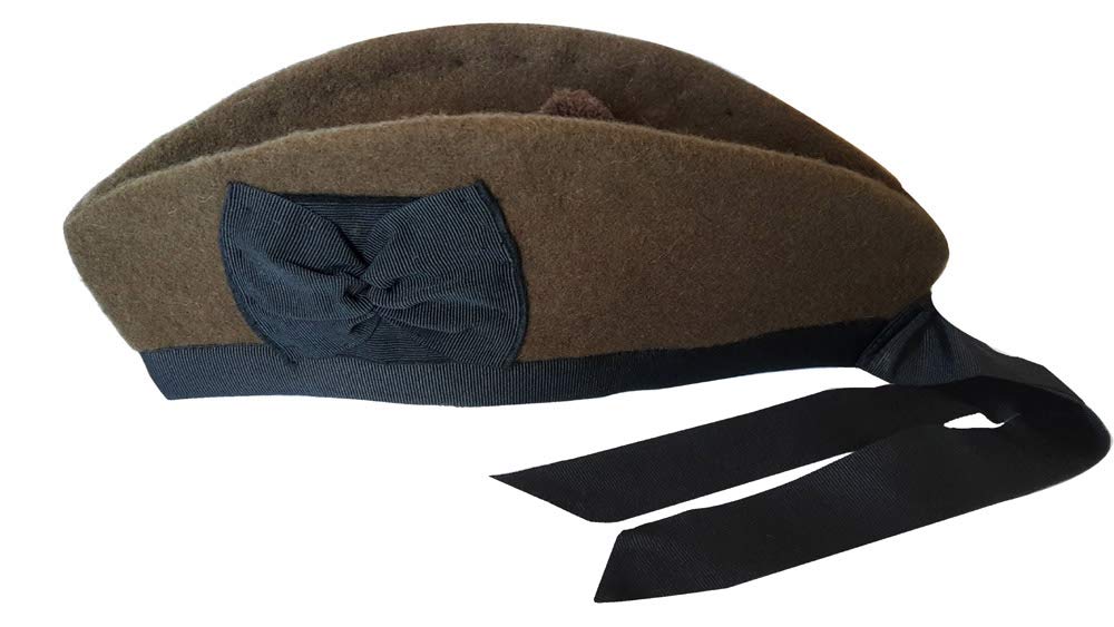 Maze Wool Glengarry Bonnet Hat Scottish Piper - (57cm UK 7.1/8 US 7.1/4, Khaki)