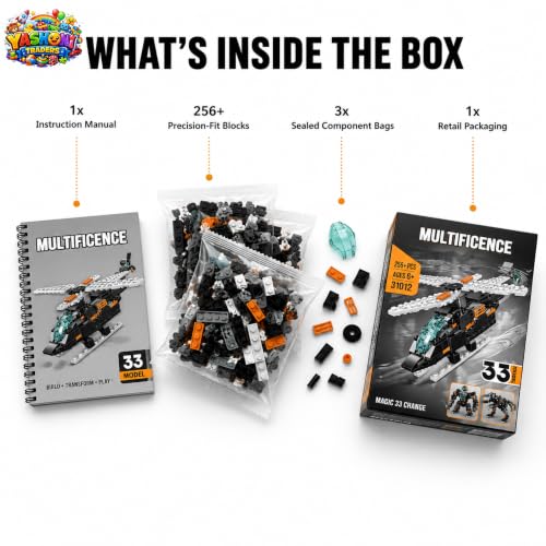 Image of Yashoni Automotive Building Blocks Toy Set for Kids | 10+ Construction Models in one Set| Aircraft, Excavator, Jeep, Car Model Building Kit | Educational STEM Toy | Ages 6+ (Magic 33 Change)