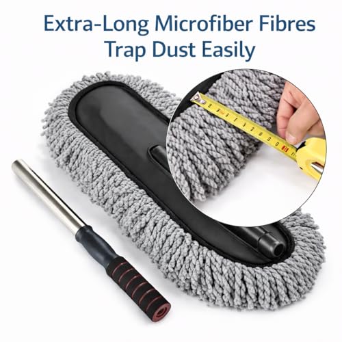 Image of AutokraftZ Microfiber Flexible Duster for Car Wash | Scratch & Lint-Free Auto Detailing Tool | Expandable Handle, 2X Better Cleaning | Multi-Purpose Wet & Dry Cleaning for Cars, Home, and Kitchen