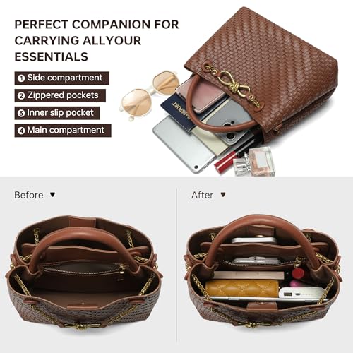 Bolso tejido de cuero pequeño con asas ajustables miniatura 3