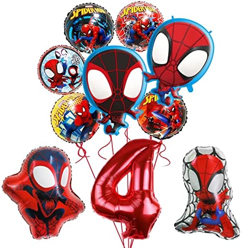 9Pieces Spider and His Amazing Friends Foil Balloons For Superhero Birthday Party Decoration Cartoon Foil Balloons Bouquet For Kid birthday Party Decoration (style 4)
