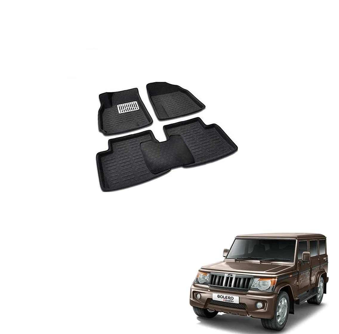 Auto Addict 3D Mats CAR Black Color for Mahindra Bolero-image-38