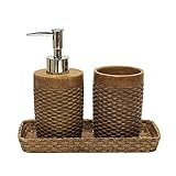 VANELUX Bathroom Accessories Set, 3-Piece Stunning Bath Gift Set, Including Soap Dispenser,...