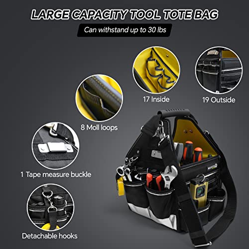 Marutai 12'' Tool Tote Bag, 44 Pockets Open Tool Bag, Tool Tote With Adjustable Straps And Waterproof Base, Tool Storage Bags For Men And Women #TOP1