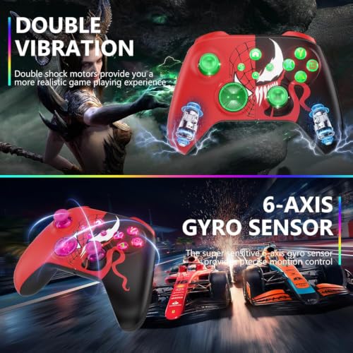Image of Dinosoo RGB Wireless Controller for Xbox Series X|S One & PC, with, Bluetooth, Turbo, Macro, 4 Vibration Motors, 3.5mm Audio Jack