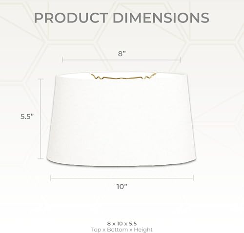 Miniatura 3 de Royal Designs, Inc. Pantalla de lámpara ovalada poco profunda, HB-611-10LNWH, lino blanco, (8.5 x 5.5) x (10 x 6.5) x 5.5