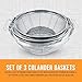 U.S. Kitchen Supply Set of 3 Stainless Steel Colander Strainers Net Baskets 5, 4, & 3-Quart - Colander with Handles & Resting Base - Stainless Steel Sieve, Mesh Strainers and Colanders for Kitchen
