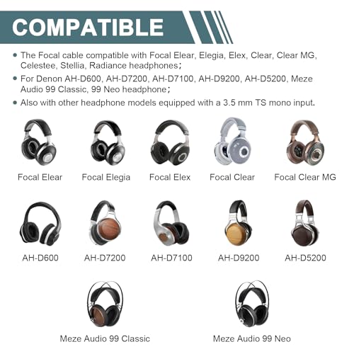 Cable de audio Jack 3.5mm para auriculares Focal 1.2 m miniatura 2