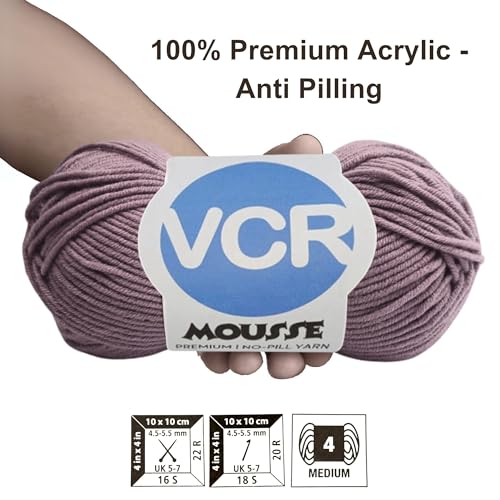 Image of VCR 4ply Dark Purpple Yarn, 100 Grams Hank, 190 Meters Length, Acrylic Ball for Crochet and Knitting, Soft Crosia Threads, Pack of 1 Yarn, Suitable for DIY Crafts
