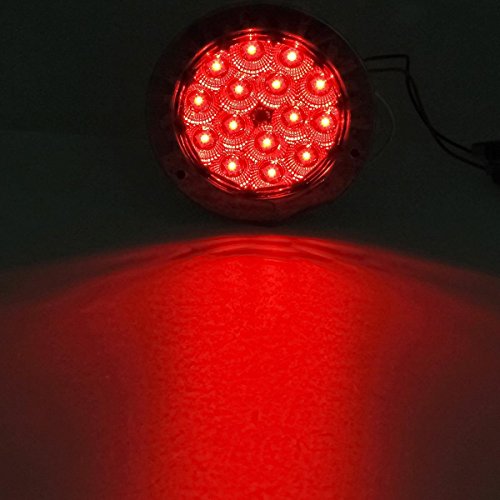 Partsam 4Pcs 4" Round Led Trailer Tail Lights 15 Led Flange Mount, 2Pcs Red Round Stop Turn Tail Lights + 2Pcs Round Led Backup Reverse Lights, Hardwired With Chrome Bezels (2 Red + 2 White) #TOP1