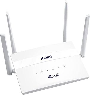 KuWFi 4G LTE CPE WiFi Router 300Mbps Wireless Router Wide Coverage with 4 High gain External Antennas SIM Slot Up to 32 Users