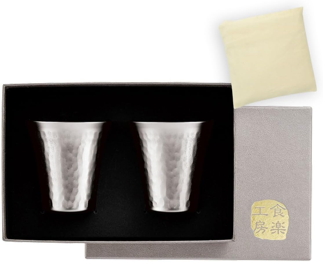 J-kitchens-bag Japanese Sake Glass, Titanium Cold Sake Cup, 2 pcs, 2 fl oz (65 ml), Made in Japan