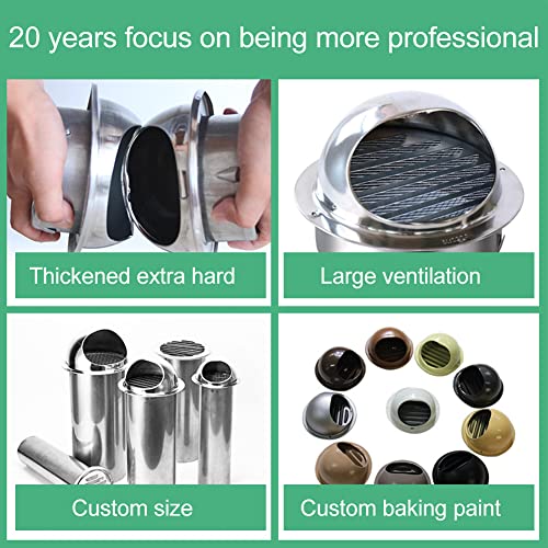 Jianwei Stainless Steel Wall Air Vent Louvers Grill Extractor Cover, Stainless Steel Air Dryer Vent Cover External Extractor Fan Cap, Fan Ventilation Grille Cap(Size:s) #TOP1