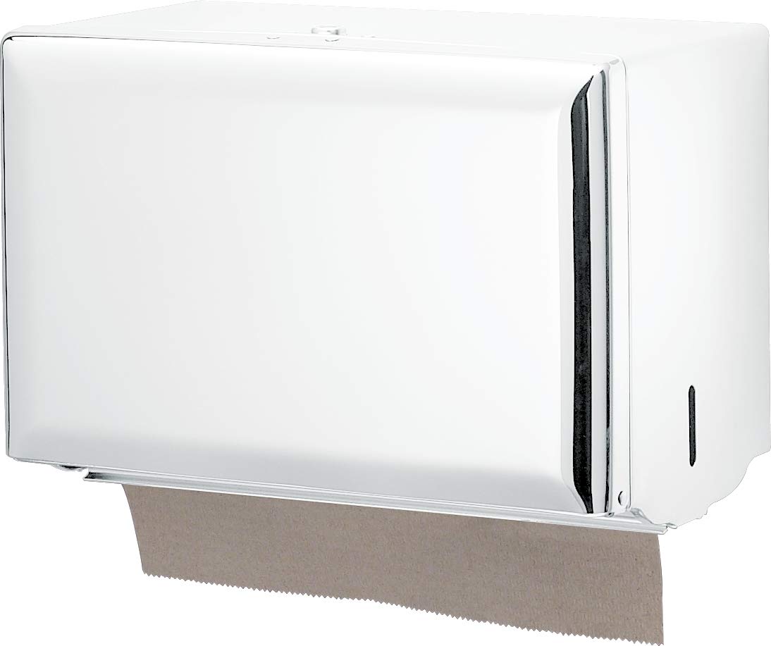 San Jamar Paper Towel Dispenser Singlefold Towel Dispenser with Standard Key Lock for Bathrooms, Kitchens, and Restaurants, Metal, 7.5 x 10.75 x 6 Inches, White, (Pack of 6)