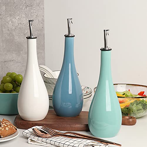Sweejar Ceramic Olive Oil Dispenser Bottle, Opaque Oil Cruet Protects Oil To Reduce Oxidation, Suitable For Storage Of Oil, Vinegar, Soy Sauce And Other Liquids, 1 Piece, 18 Fl Oz (White) #TOP2
