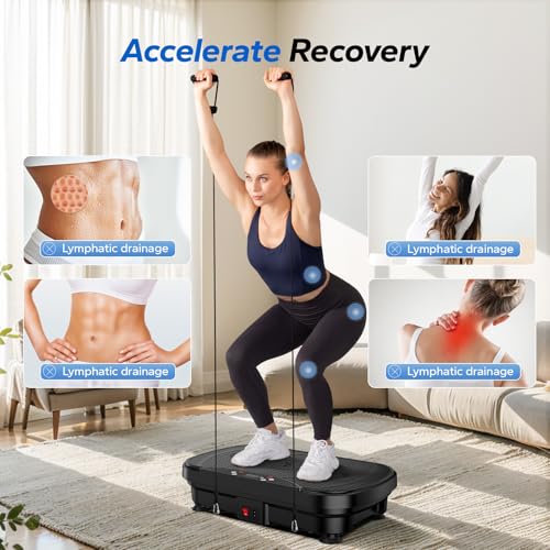 MERACH Vibration Plate, Whole Body Workout Powerful Quiet Vibration Plate Exercise Machine for Shaping, Auto or Manual Speed Control, Built-in Bluetooth Speaker (Black)