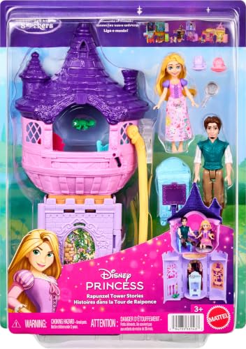 Mattel Disney Princess Toys Rapunzel Tower Playset with 2 Small Dolls Animal Figures Furniture & Accessories Tangled Story Time Stacker - image 6