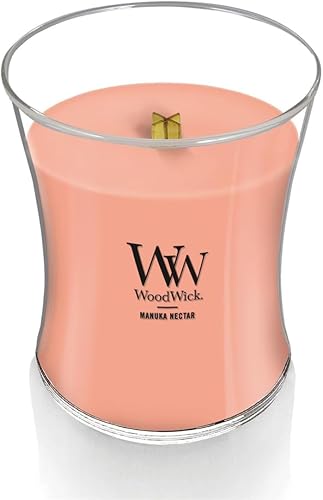 Vista 99 de WoodWick Hinoki Dahlia - Vela mediana en frasco, con forma de reloj de arena, cera de mezcla de soja prémium, mecha de madera Pluswick Innovation