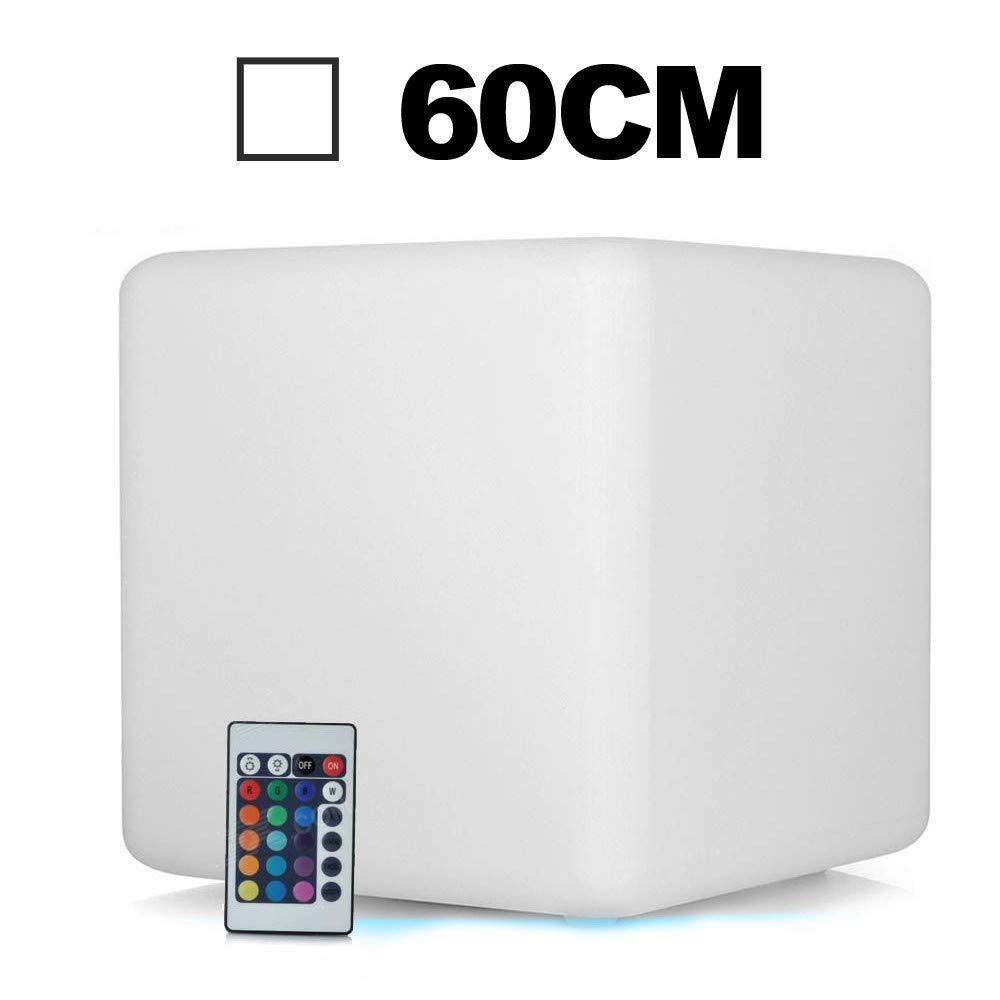 Cubo LED luminoso multicolore, 60 cm, ricaricabile senza fili