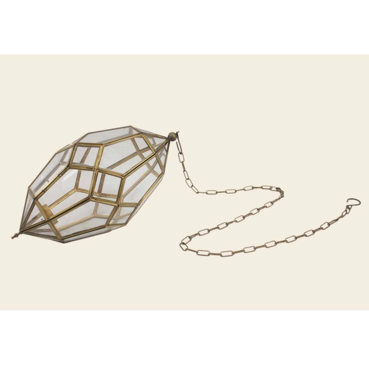 Orientalna latarnia wisząca Selma z kolorowego szkła i metalu z łańcuszkiem | marokańska szklana latarnia na świeczniki typu tealight | świecznik na podgrzewacze wiszący świecznik do zawieszenia