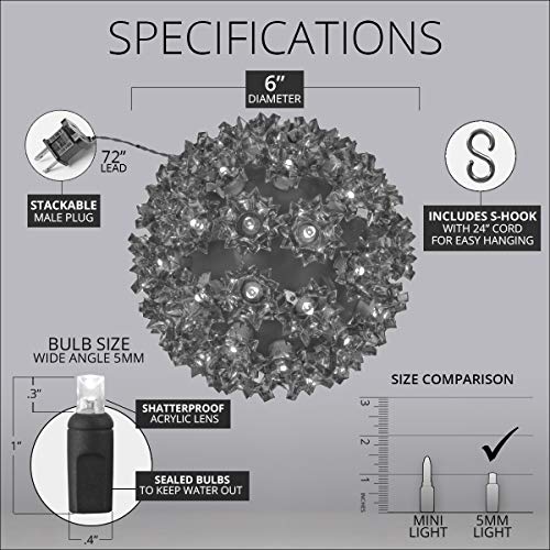 Esfera Estrellada LED 6" Blanco Cálido Wintergreen Lighting miniatura 4