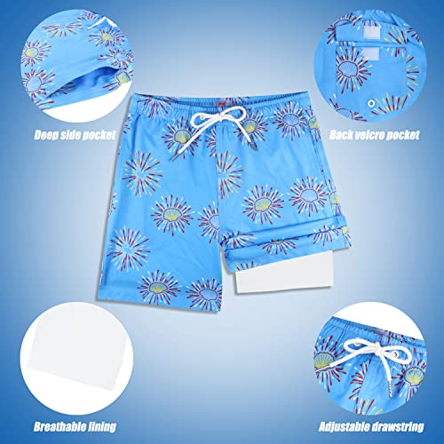 Swim Trunks Boys 18-20 With Boxer Brief Boys Swim Shorts Compression Lined Swim Trunks Boys Built In Compression Liner (E-Blue Seashell,6-8,18-20) #TOP4