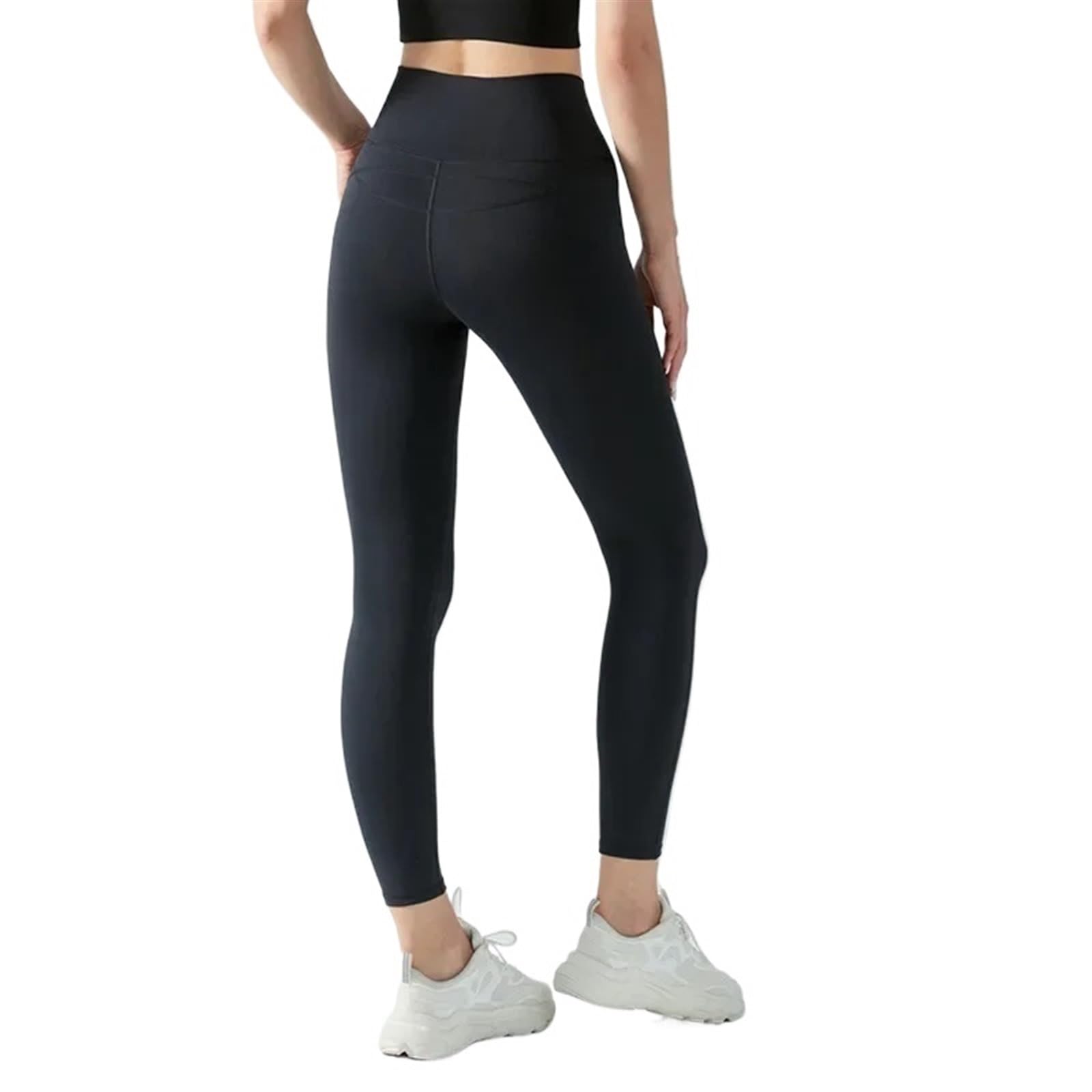 Pantaloni da yoga da donna Leggings caldi in pile autunno-inverno Leggings da palestra for allenamento a vita alta Collant fitness da donna Pantaloni invernali alla moda color pesca Leggings Yoga(Blac