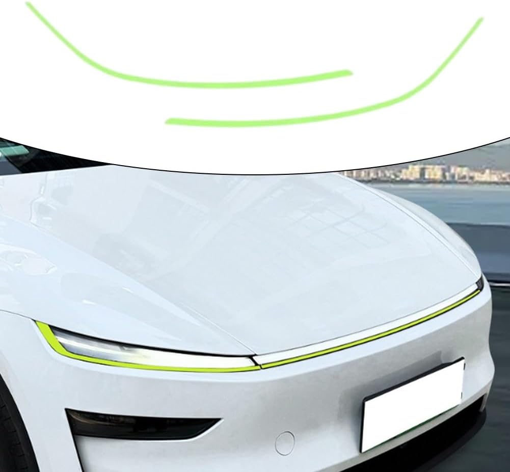 Front Headlight Accent Strip for Tesla Model 3 Model Y 2020 2021 2022 2023 2024 2025 with PET Material and Sleek Styling Upgrade (Green)