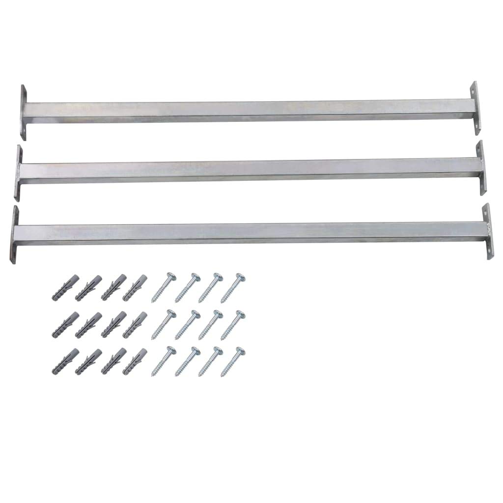 Benkeg Barras De Ventana De Seguridad Barras De Seguridad Ajustables para Ventanas 3 Uds 710-1200 Mm De Acero con Galvanizado Eléctrico Plateado
