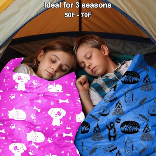 Saco de Dormir para Niños Ultraligero 3 Estaciones | 50F-70F para Interior/Exterior | Compacto y Ligero, Ideal para Camping y Pijamadas miniatura 6