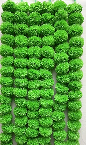 Image of SPHINX Artificial Marigold Fluffy Flower Garland (Green, 5 Pieces)