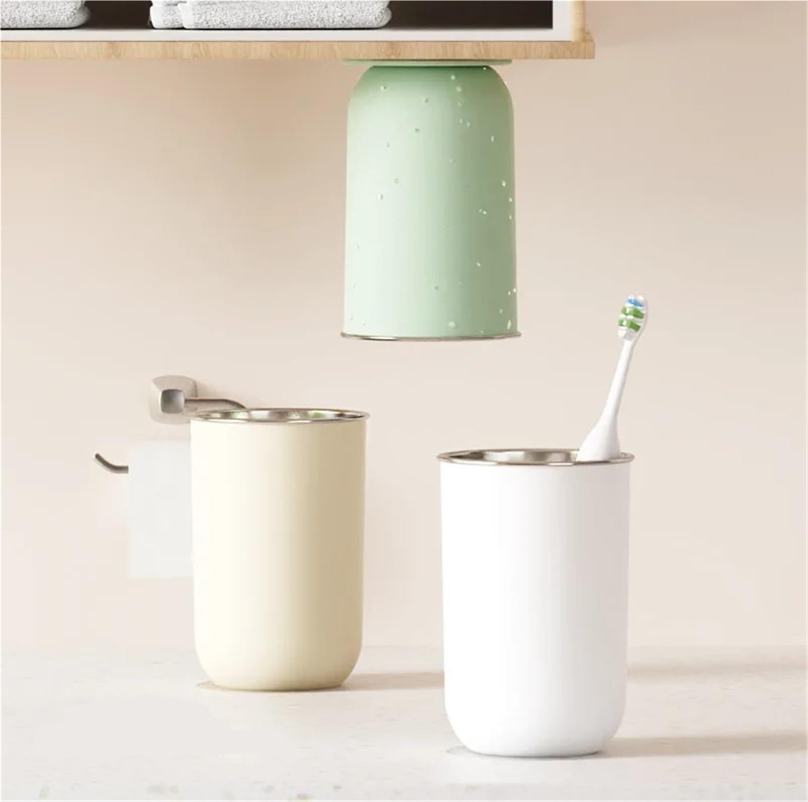 Taza for Cepillo de Dientes, sin perforación, Montaje en Pared, multifunción, Taza Agua for Lavado del hogar, 1 ud para Ducharse,Cepillarse Los Dientes