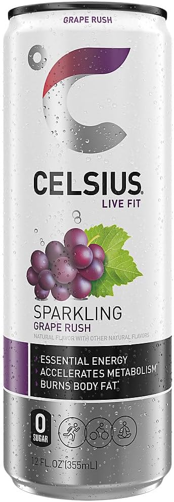 Sparkling Grape Rush, Functional Essential Energy Drink 12 Fl Oz (Pack of 4)