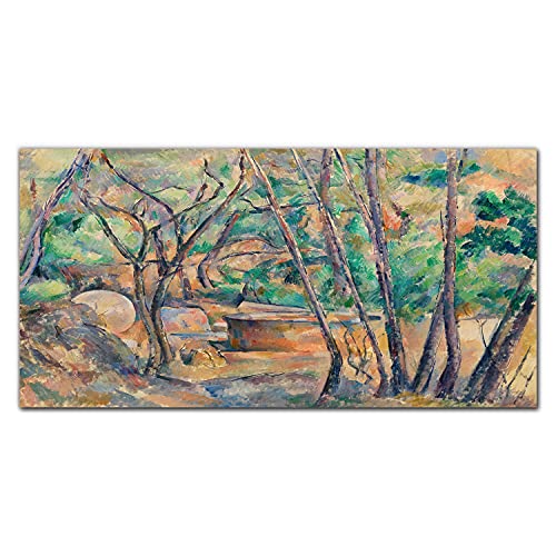 Tableau en verre trempé 100x50cm d'art moderne pour un salon chic avec motif des arbres