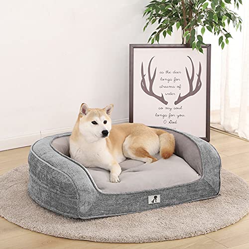 allpetsolutions Duke Dog Bed Luxury Memory Foam Orthopaedic Washable Large Grey Sofa Dog Bed - 88 x 70 x 22cm - with Removable Cover & Non Slip Bottom - Image 5