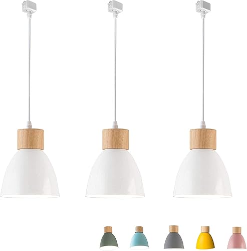 Kiven 3 luces de riel tipo H, regulables montaje en pista colgante accesorios de iluminación con pantalla de aluminio macarrón - 20 pulgadas (blanco)