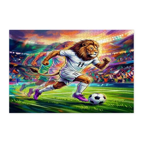 Rompecabezas de madera de león edición fútbol 2026 con 1000 piezas impresas