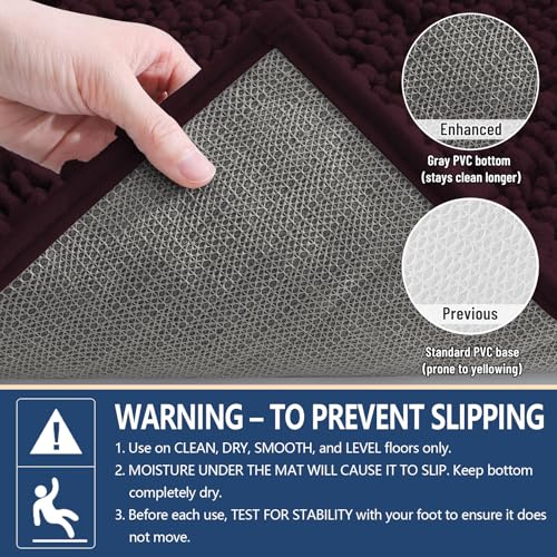 Image of Arotive Luxury Small Bathroom Rugs 24x16, Extra Soft Thick Absorbent Shaggy Chenille Bath Rugs, Machine Wash Dry, Bath Mats for Bathroom Floor, Tub and Shower, Home Decor Accessories, Black Cherry