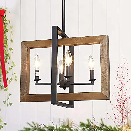 Lustre de ferme en bois pour illuminer votre îlot de cuisine