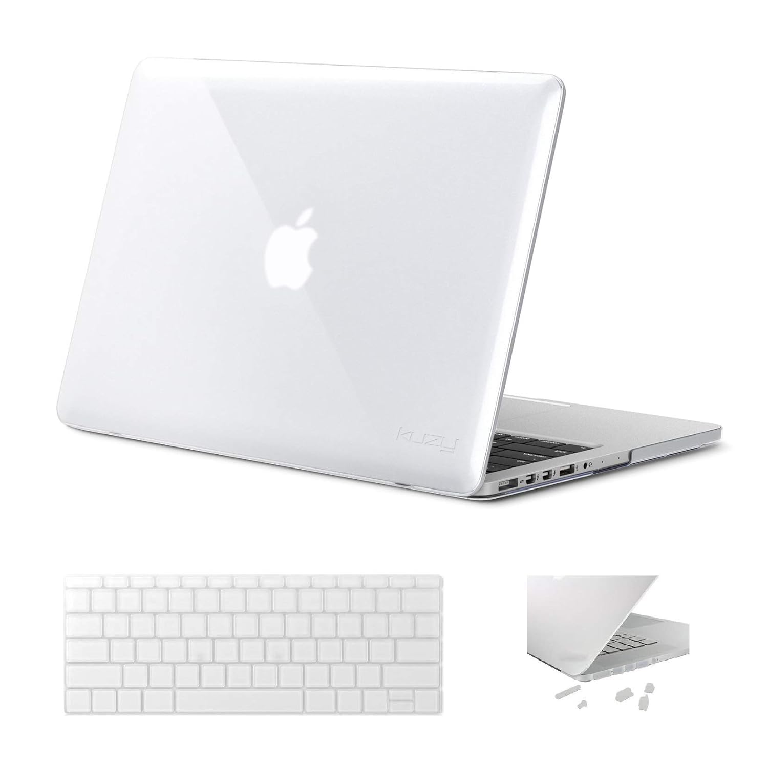 Midkart Hard Plastic Case Cover Compatible with MacBook Pro 13 Inch with Retina Display (Old Version,Model A1502/A1425,Release 2015-2012) with Silicon Key Guard & Dust Plugs, Transparent