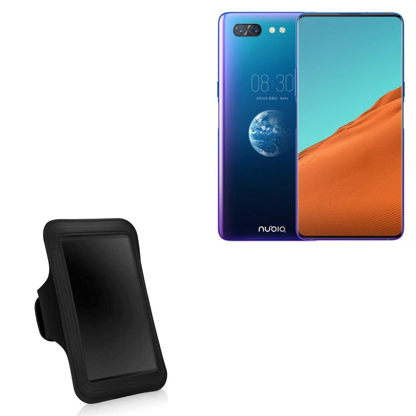 BoxWave Case Compatible with ZTE Nubia X - Sports Armband, Adjustable Armband for Workout and Running for ZTE Nubia X - Jet Black