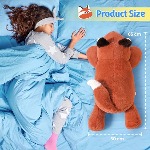 shownicer Gewichtstiere Fuchs 2,2 KG Gewichtetes Kuscheltier Fuchs Stofftier Großes Plüschtier XXL Fuchs Plüsch Kissen Spielzeug Geschenk für Erwachsene Kinder 3+ Jahre (Fuchs, 65cm)