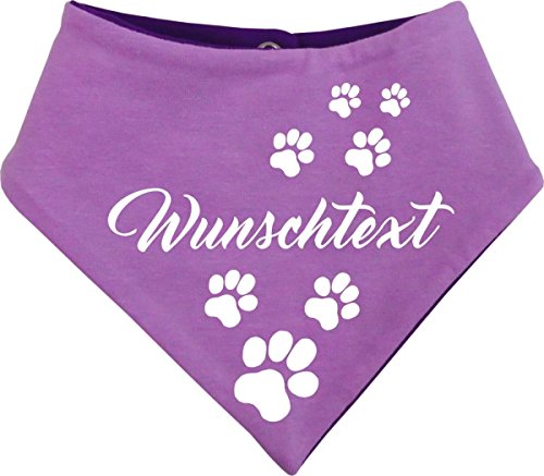 beidseitiges Multicolor Hunde Wende- Halstuch (Fb: lila-Pflaume) (Gr.5 - HU 52-60 cm) mit Ihrem Wunschtext