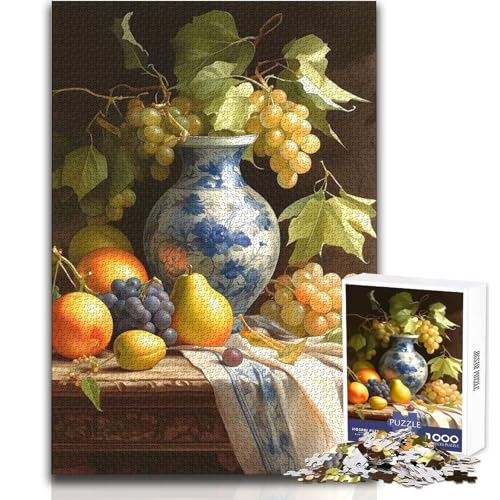 Rompecabezas para adultos de 1000 piezas: jarrón de frutas, juego de mesa de 38x52cm para casa