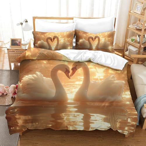 Ensemble de literie imprimé cygnes en microfibre douce King - 2