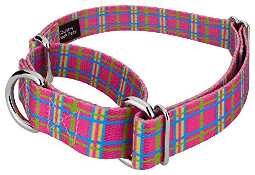 Country Brook Petz - Bubblegum Pink Plaid Martingale Dog Collar And Leash - Plaid And Argyle Collection With 9 Charming Designs (5/8 Inch, Small) #TOP4