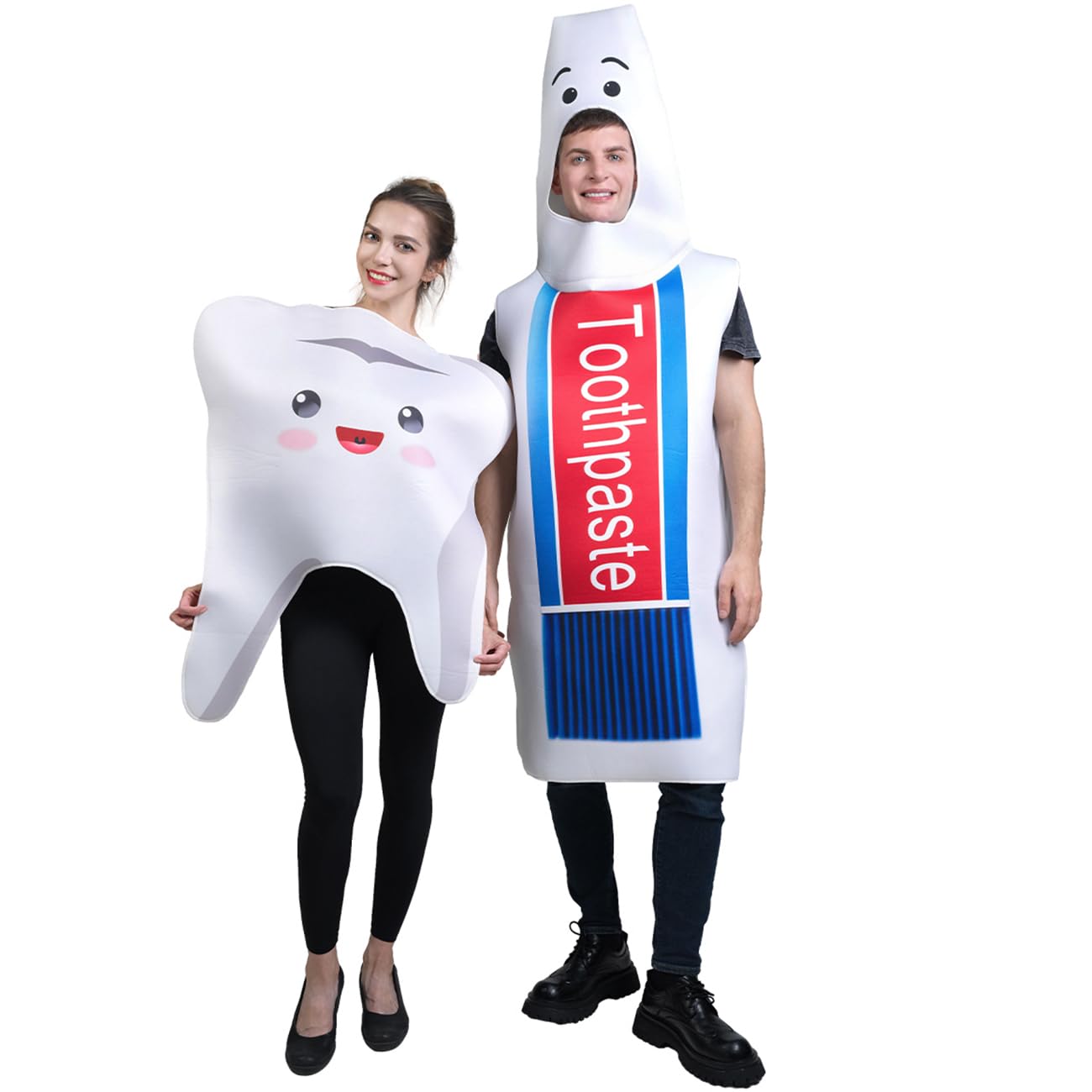 Set cosplay di coppia di denti e dentifricio divertenti per adulti