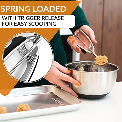 Spring Chef - Cookie Scoop, High Quality Multifunctional Scoop For Melon, Protein Balls And Meatballs, Stainless Steel Small Cookie Scoop For 1 Tablespoon Cookie Dough, Black #TOP3